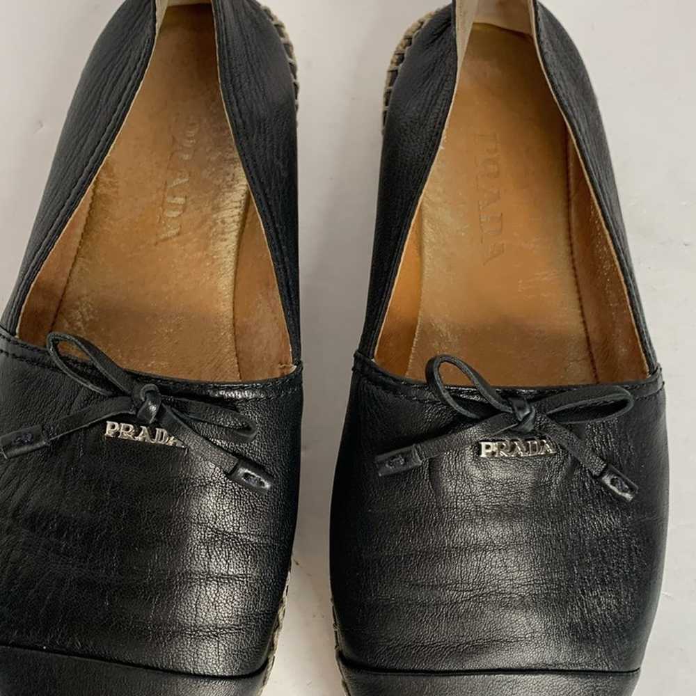 Prada black Napa leather bow tie espadrille - image 4