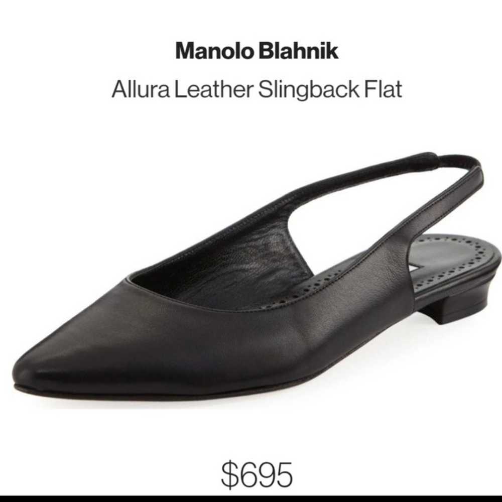 Manolo Blahnik Allura Leather Slingback Flat - image 1
