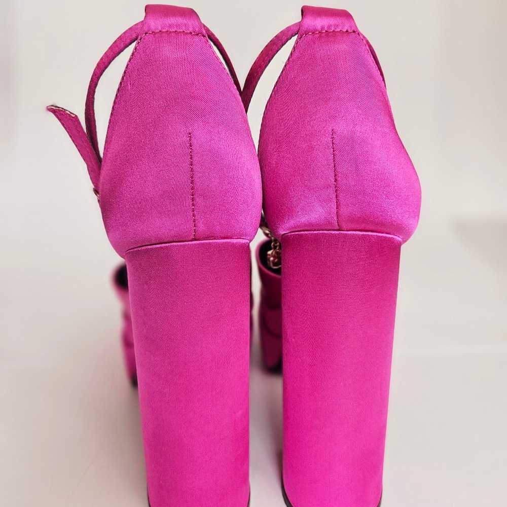 Platform chunky heels hot pink ankle size 9 - image 6