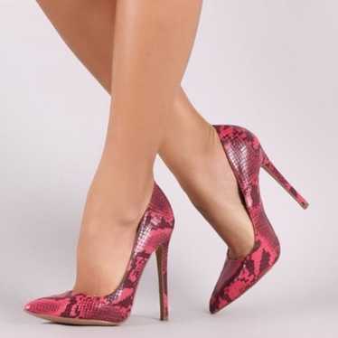 Pink snake print heels