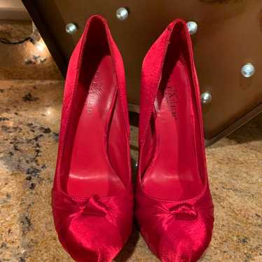 New Red Satin Pleaser Heels Size 6 - image 1