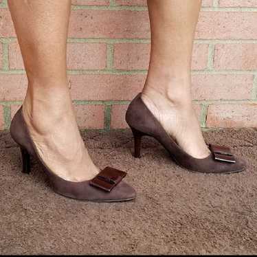 Anne Klein Suede Leather Brown Pumps