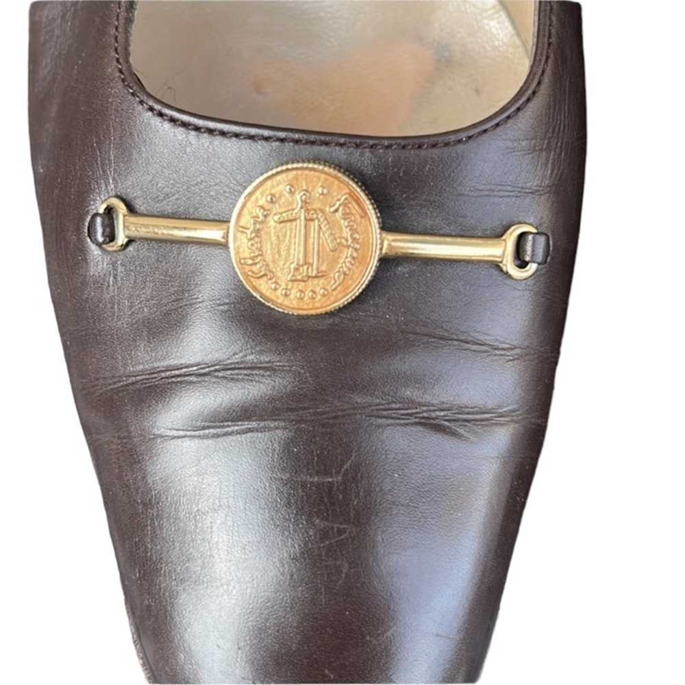 Salvatore Ferragamo Brown Leather Gold Medallion … - image 6