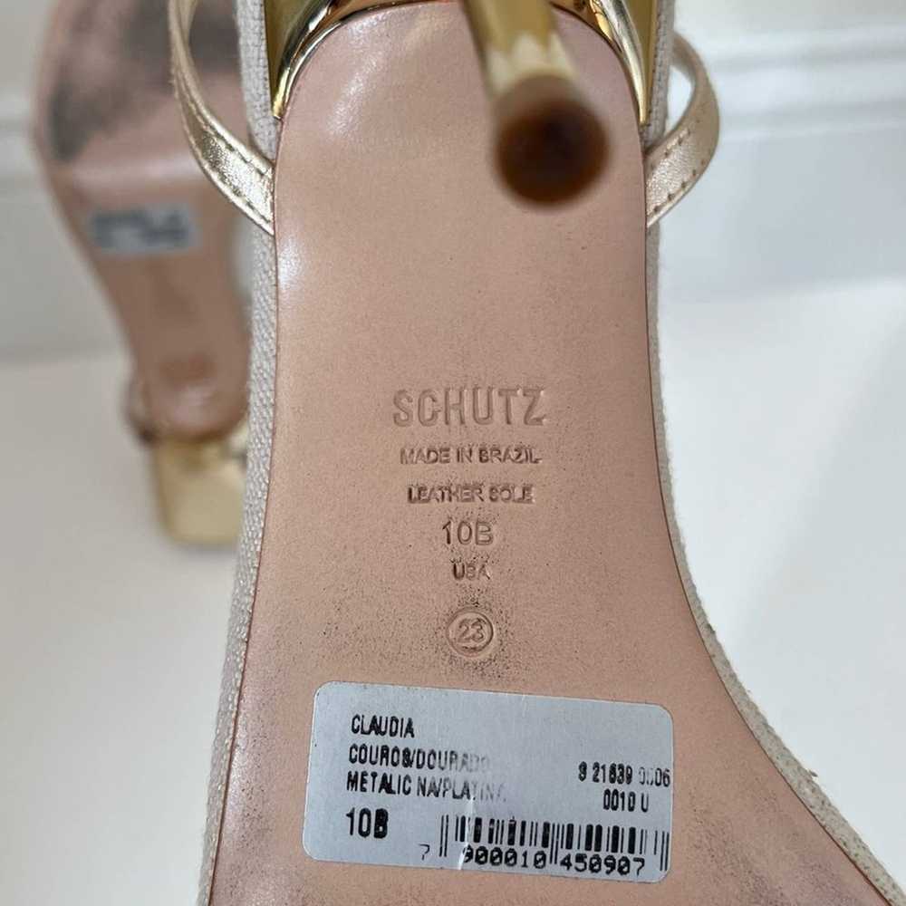 Schutz Claudia Metallic Leather Strappy Heeled Op… - image 9