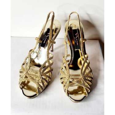 NINA gold stiletto sandles 8M