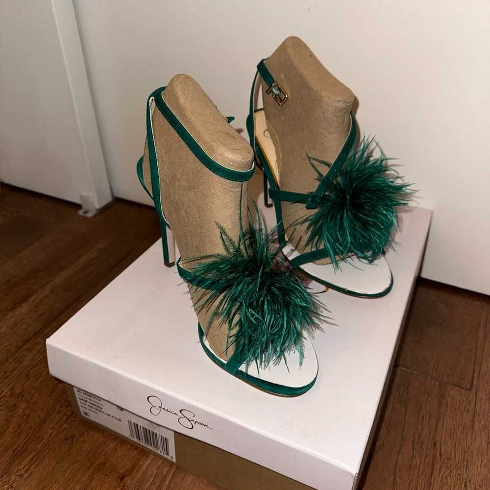 womens heels size 7 green - image 2