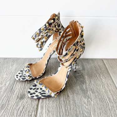 Schutz Women’s Animal Print Heels Studded Ankle S… - image 1