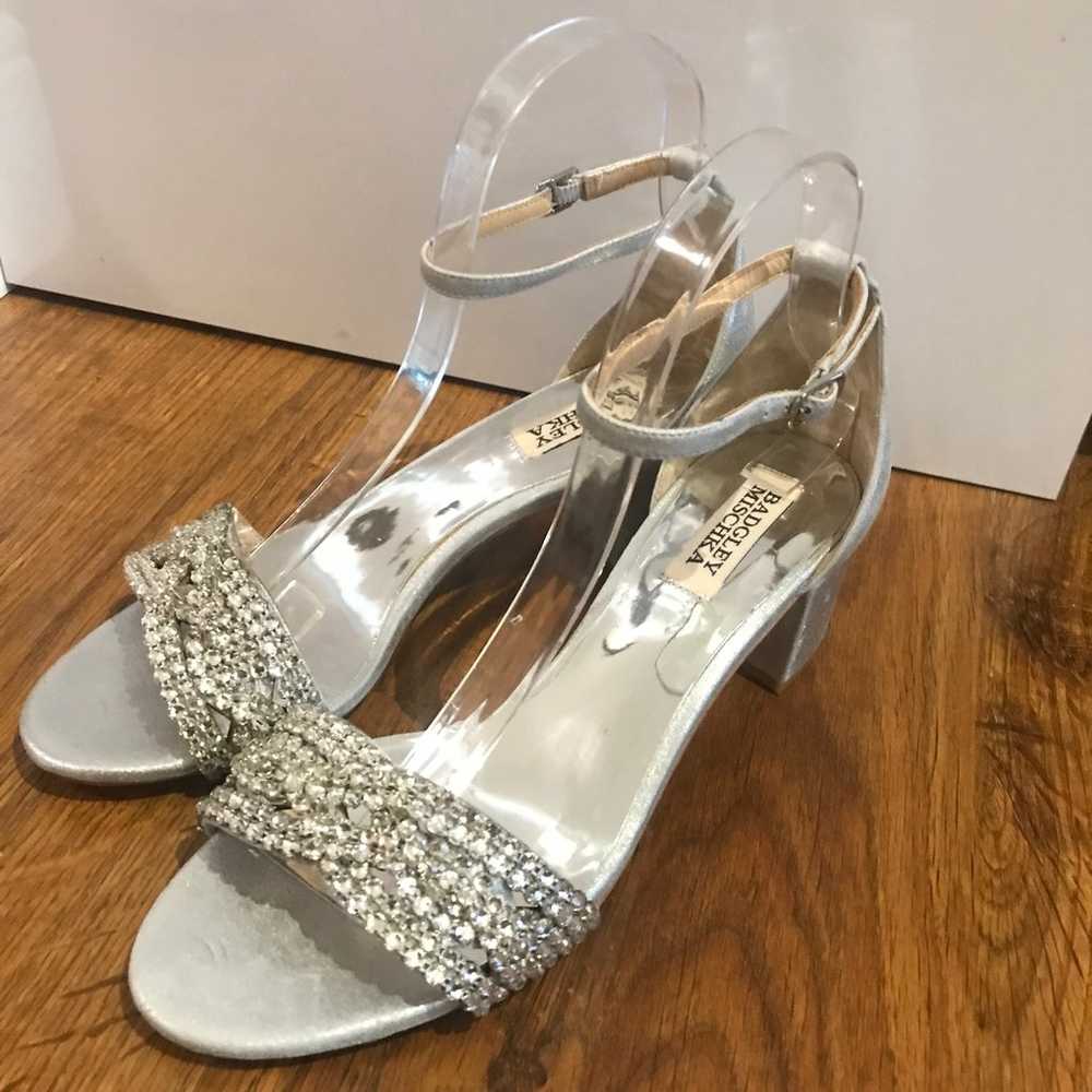 Badgley Mischka silver embellished sandals - image 1