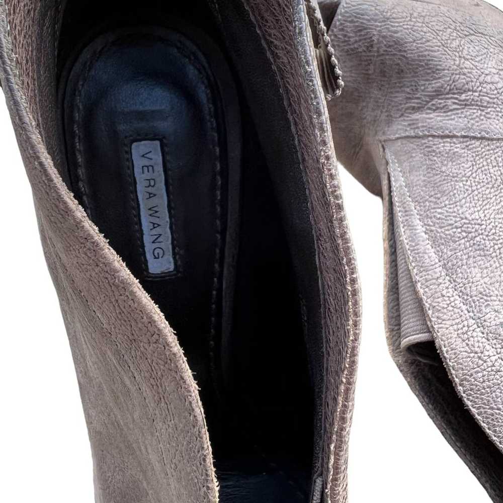 Vera Wang Royce Leather Bow Heel Peep Toe Booties… - image 3