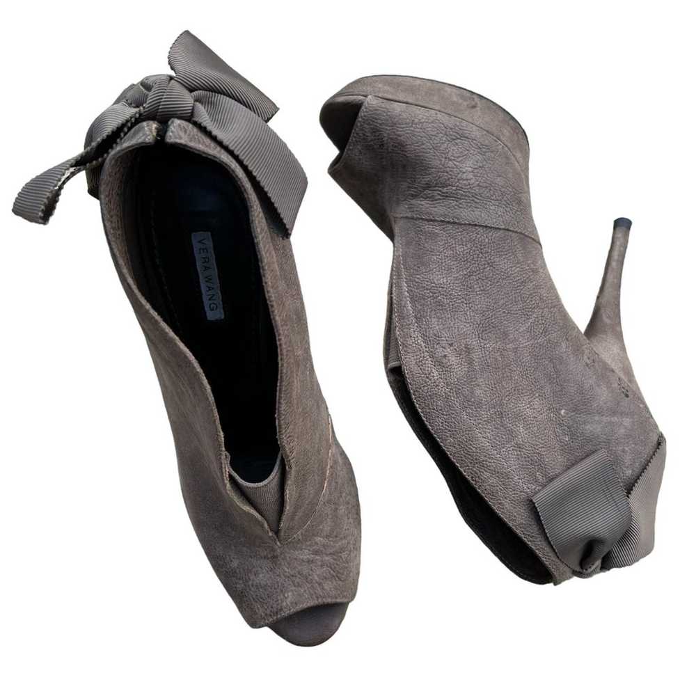 Vera Wang Royce Leather Bow Heel Peep Toe Booties… - image 6