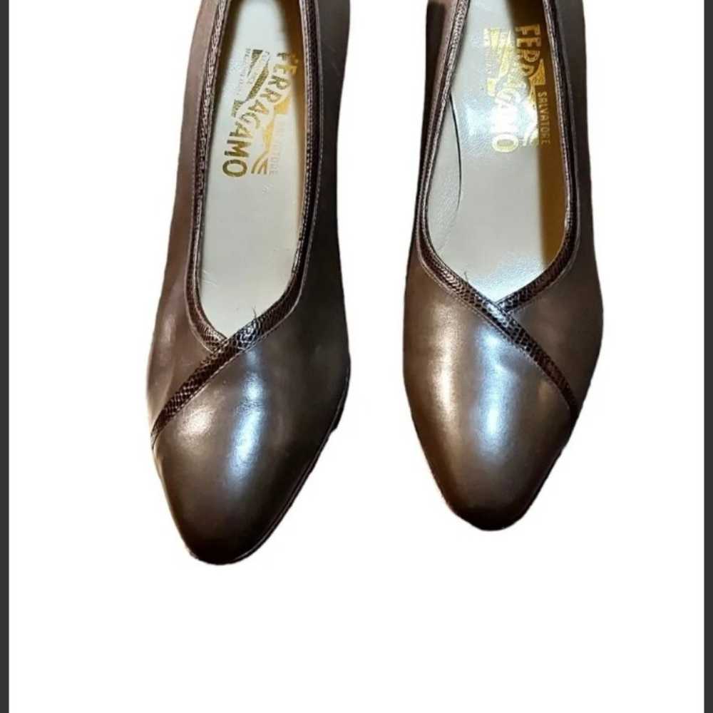 Salvatore Ferragamo Florence Shoes 9 Brown Pointe… - image 2