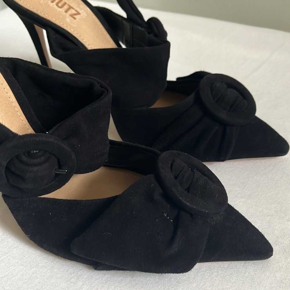 Schutz black pointed toe stiletto heels with bow … - image 3