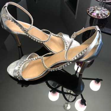 silver hight heels ankle strap size 10 - image 1