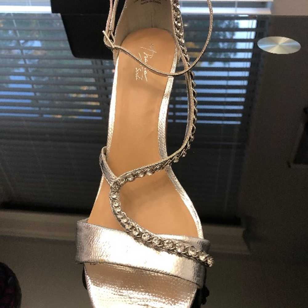 silver hight heels ankle strap size 10 - image 5