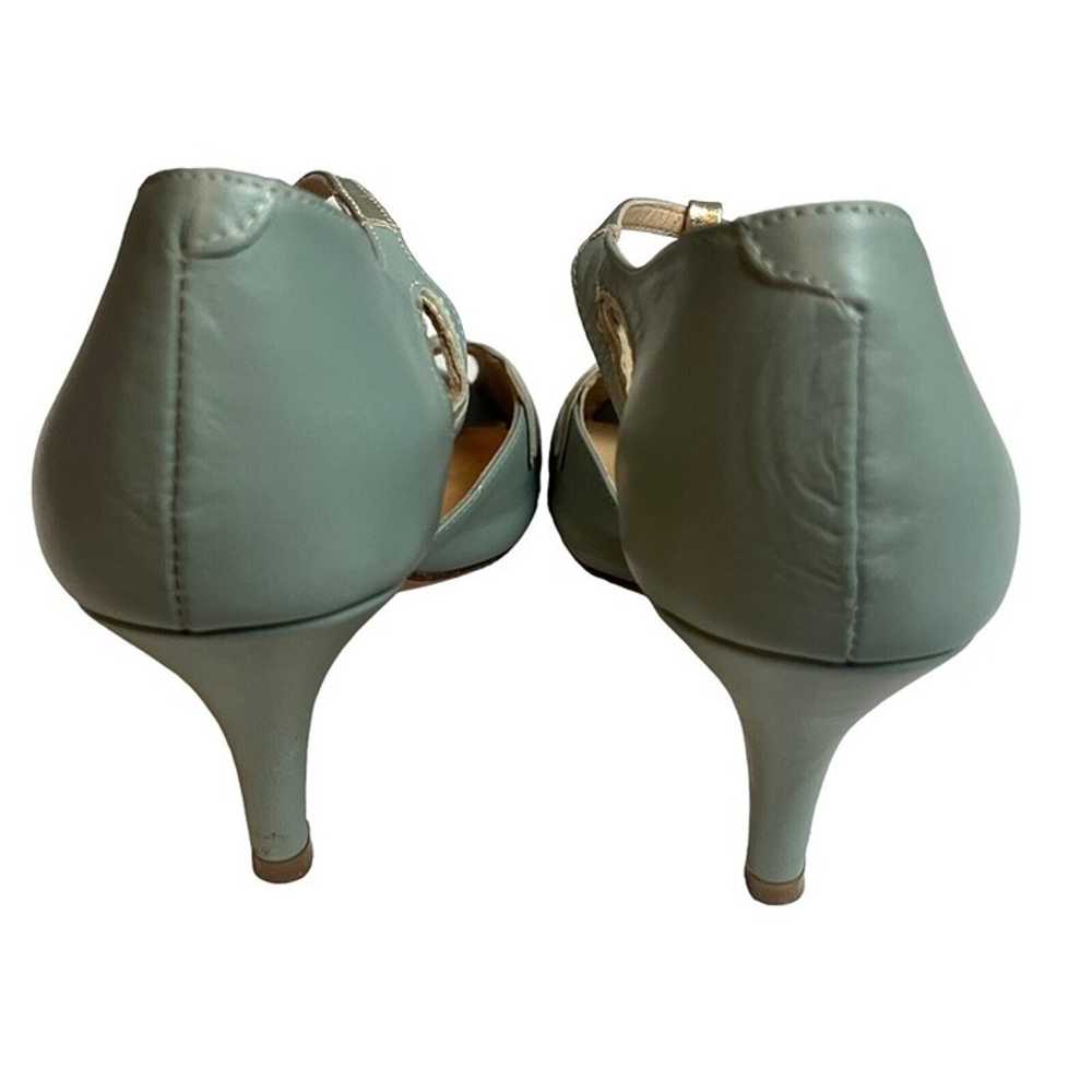 Rachel Simpson Heels T Strap Mimosa Mint Gold Lea… - image 10