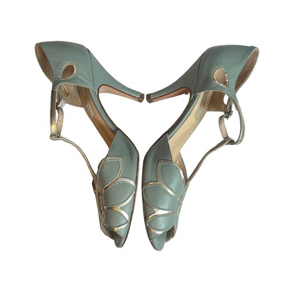 Rachel Simpson Heels T Strap Mimosa Mint Gold Lea… - image 6