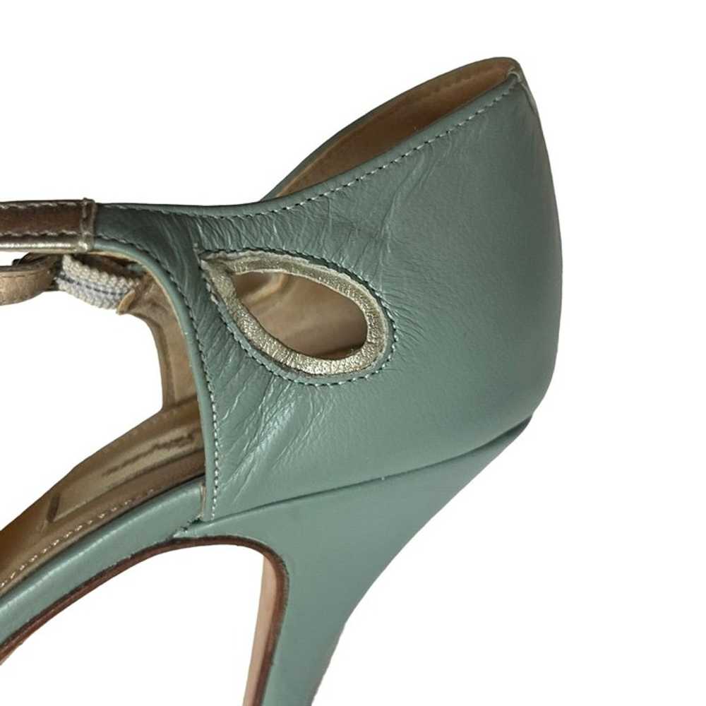 Rachel Simpson Heels T Strap Mimosa Mint Gold Lea… - image 7