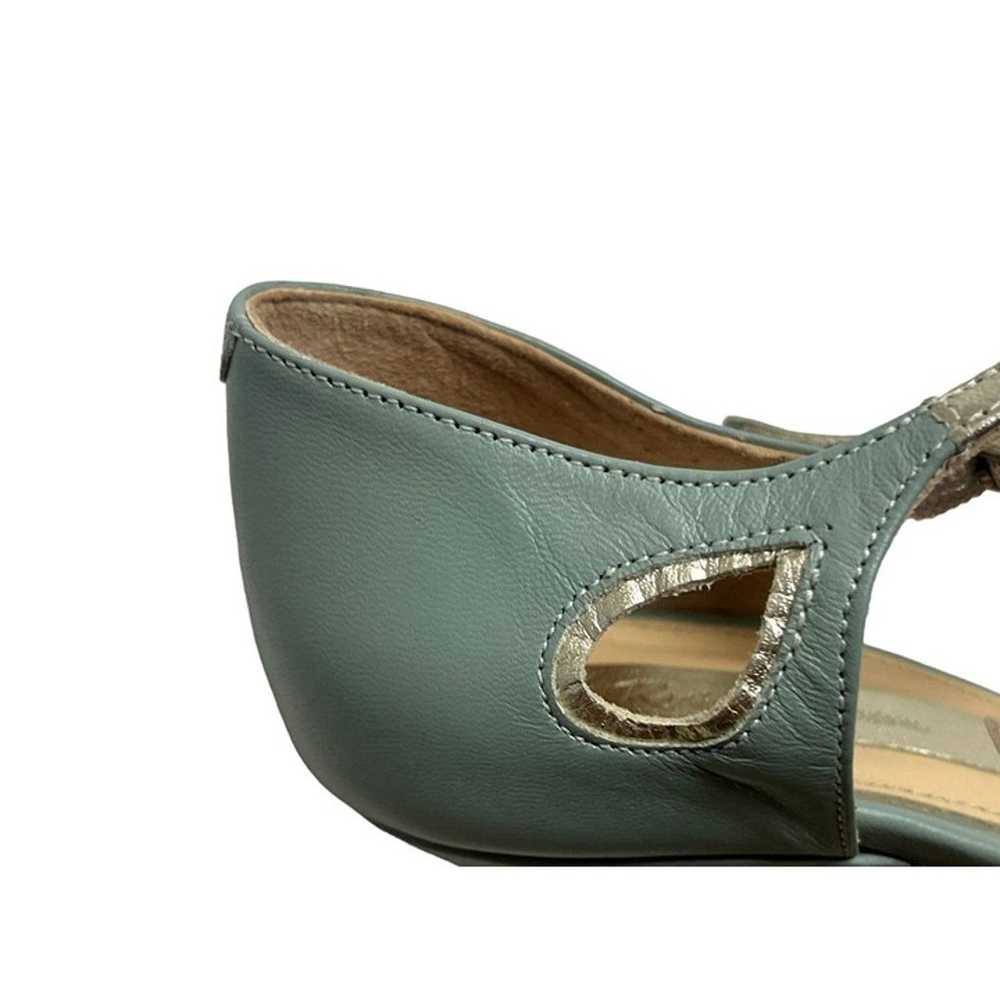 Rachel Simpson Heels T Strap Mimosa Mint Gold Lea… - image 8