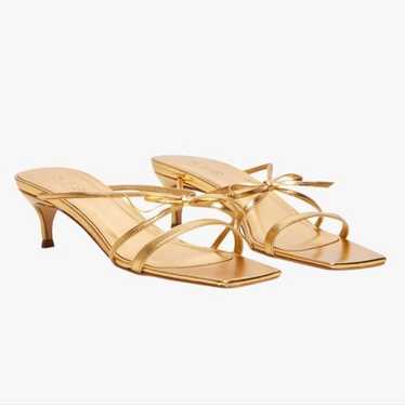 By Far January Metallic Gold Sandals Kitten Heel … - image 1