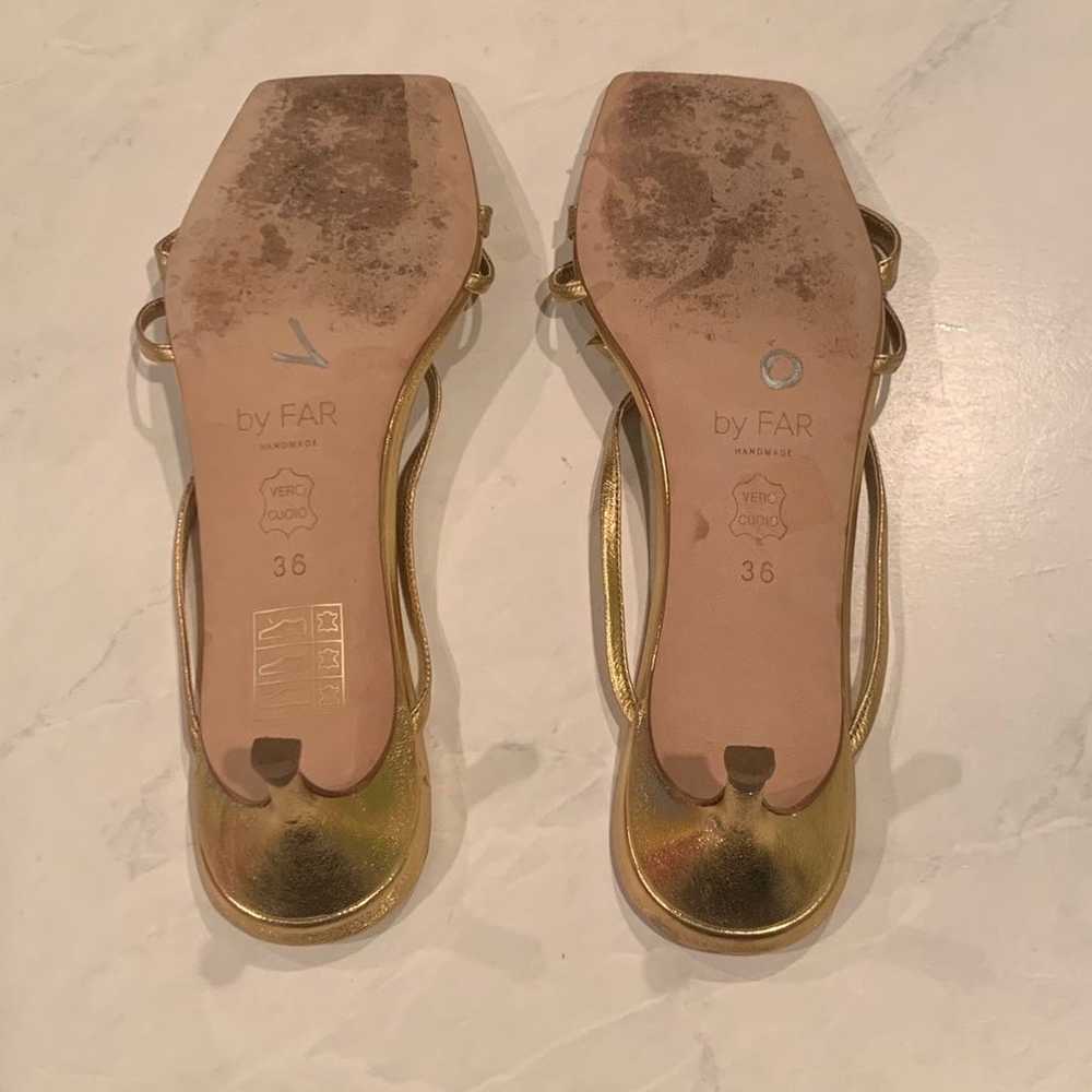 By Far January Metallic Gold Sandals Kitten Heel … - image 4