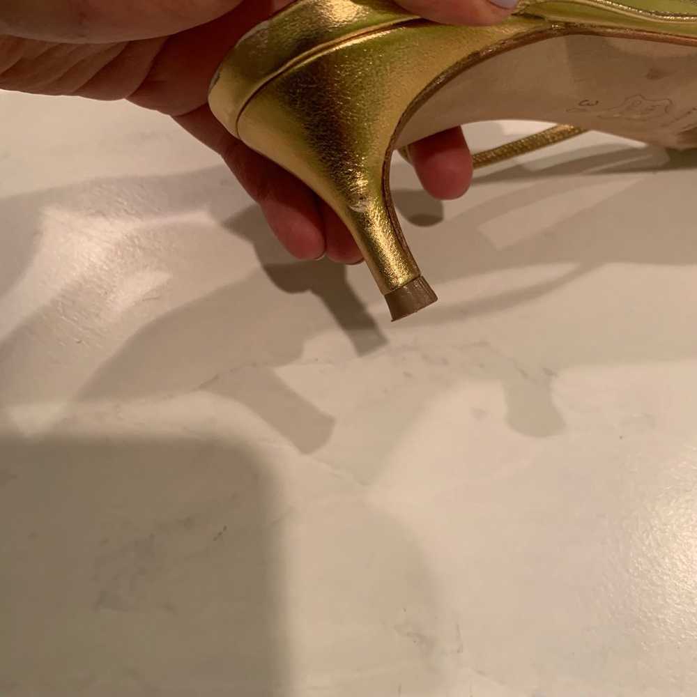 By Far January Metallic Gold Sandals Kitten Heel … - image 5