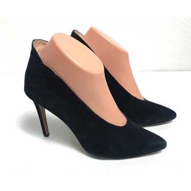 Neiman Marcus Black Leana Suede High Collar Pumps… - image 1