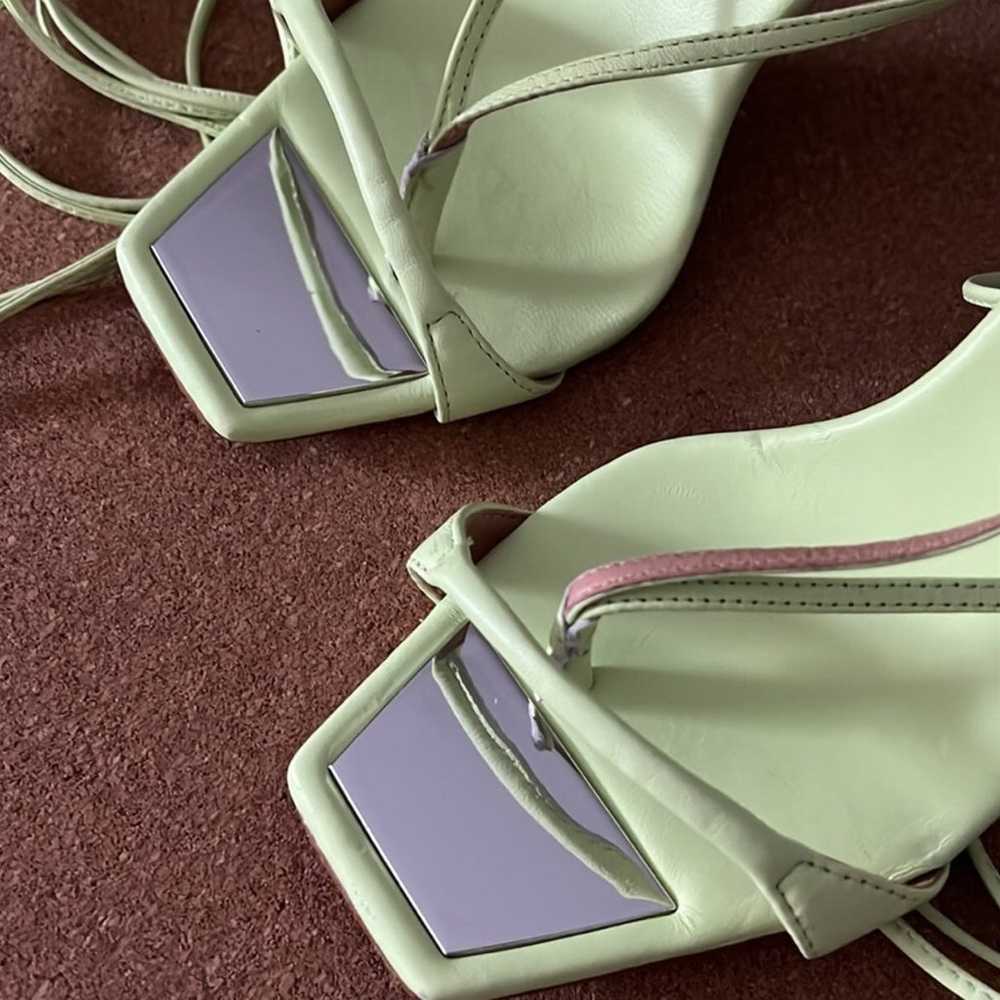 Schutz Vikki Leather Ankle Wrap Thong Sandals Hee… - image 6