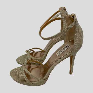 Badgley Mischka Gold Glitter Strappy Stiletto Hee… - image 1