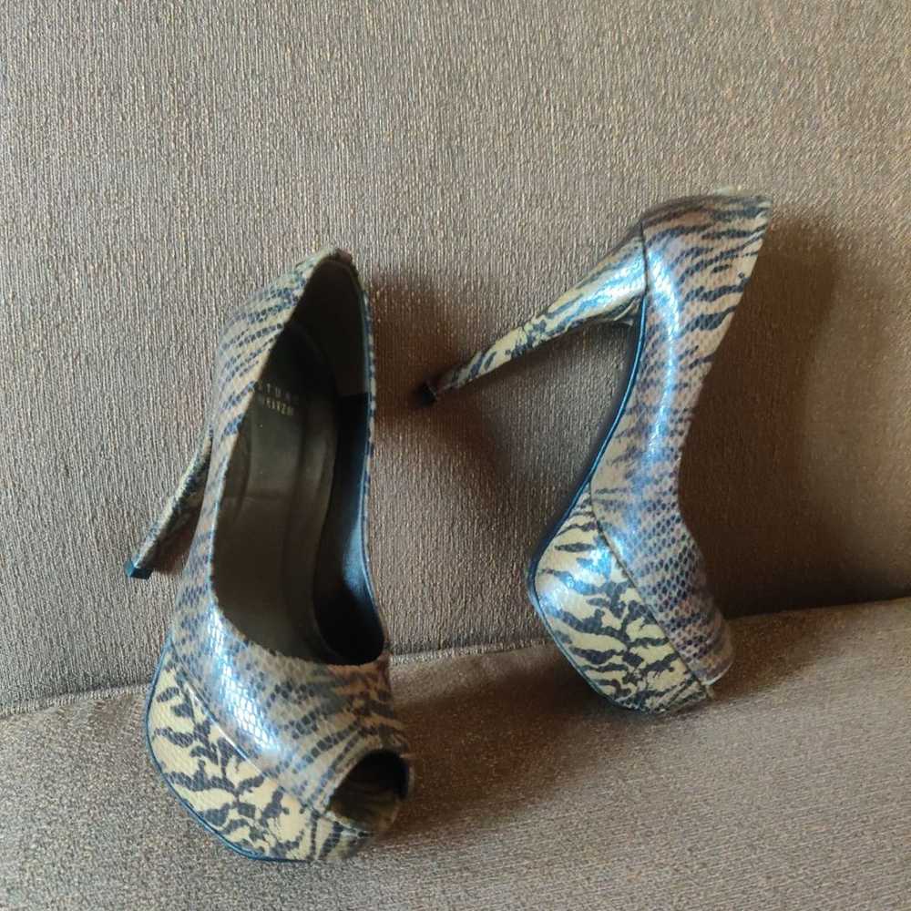 Stuart Weitzman Python Print Peep Toe Pu - image 4