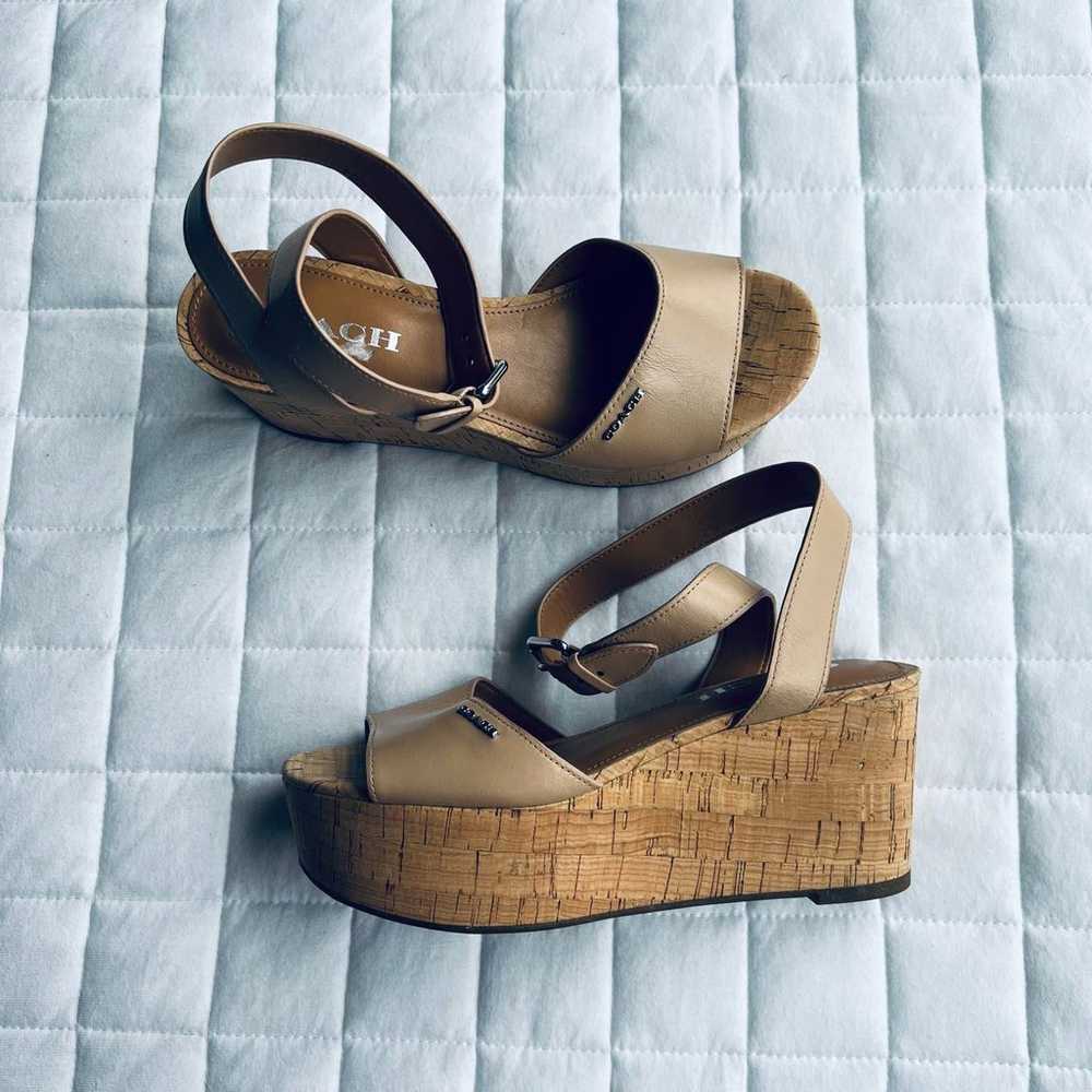 Coach Becka Platform Wedge Sandals beige - image 3