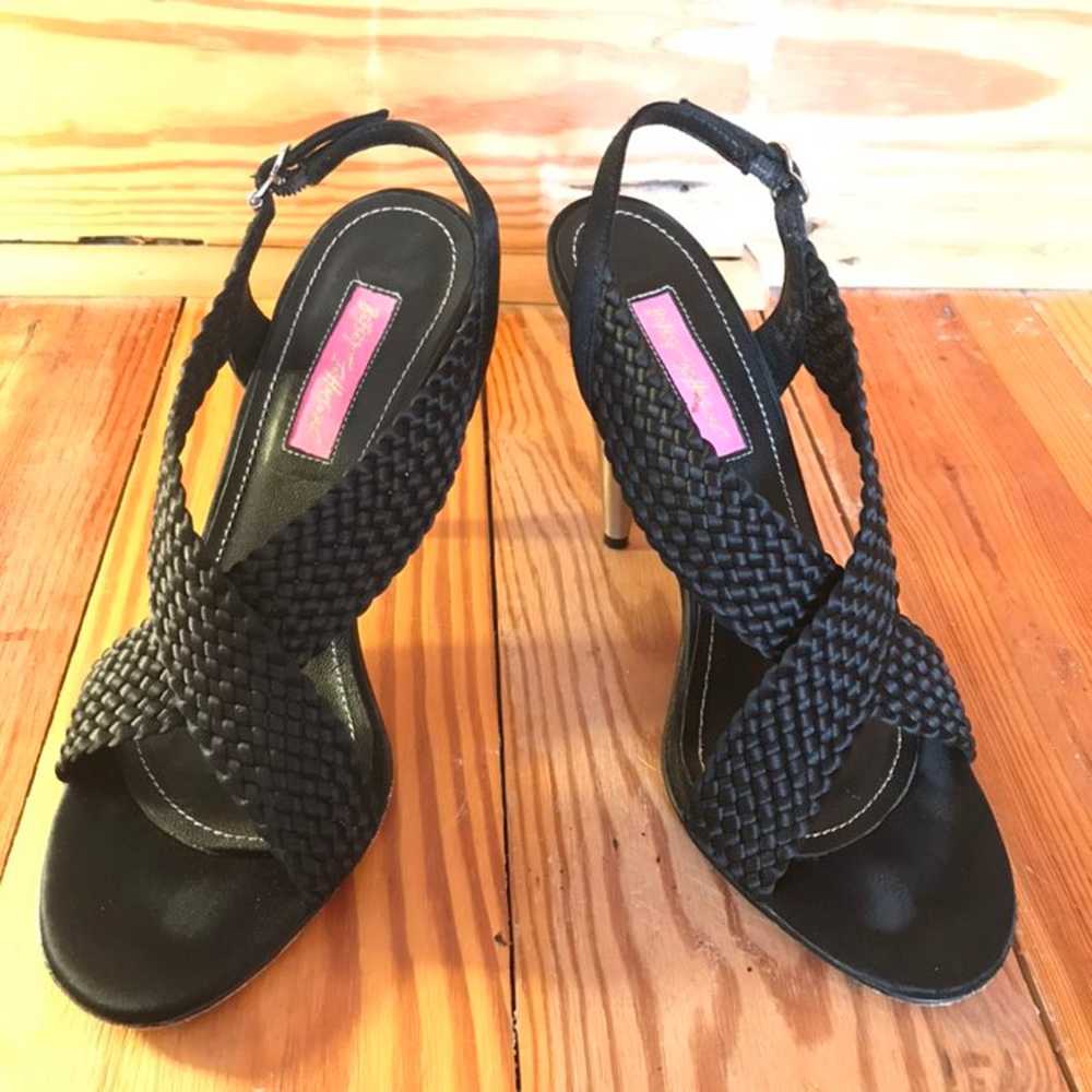 Betsey Johnson Black Braided Heels, EUC, 8 - image 1