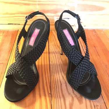 Betsey Johnson Black Braided Heels, EUC, 8