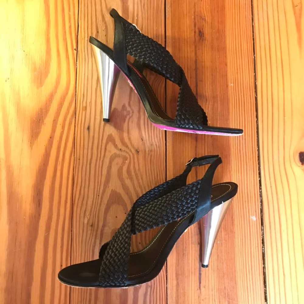 Betsey Johnson Black Braided Heels, EUC, 8 - image 2