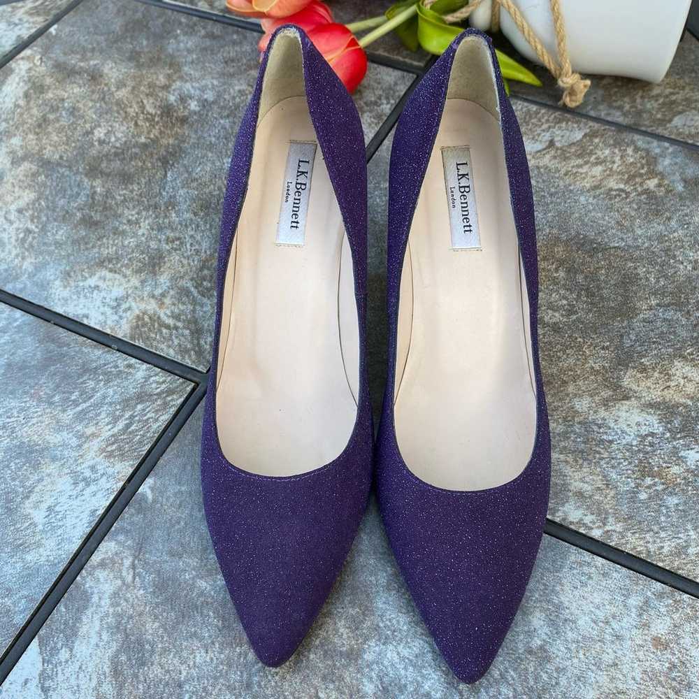 LK Bennett Sparkly Purple Pointed Toe Pumps Size … - image 3