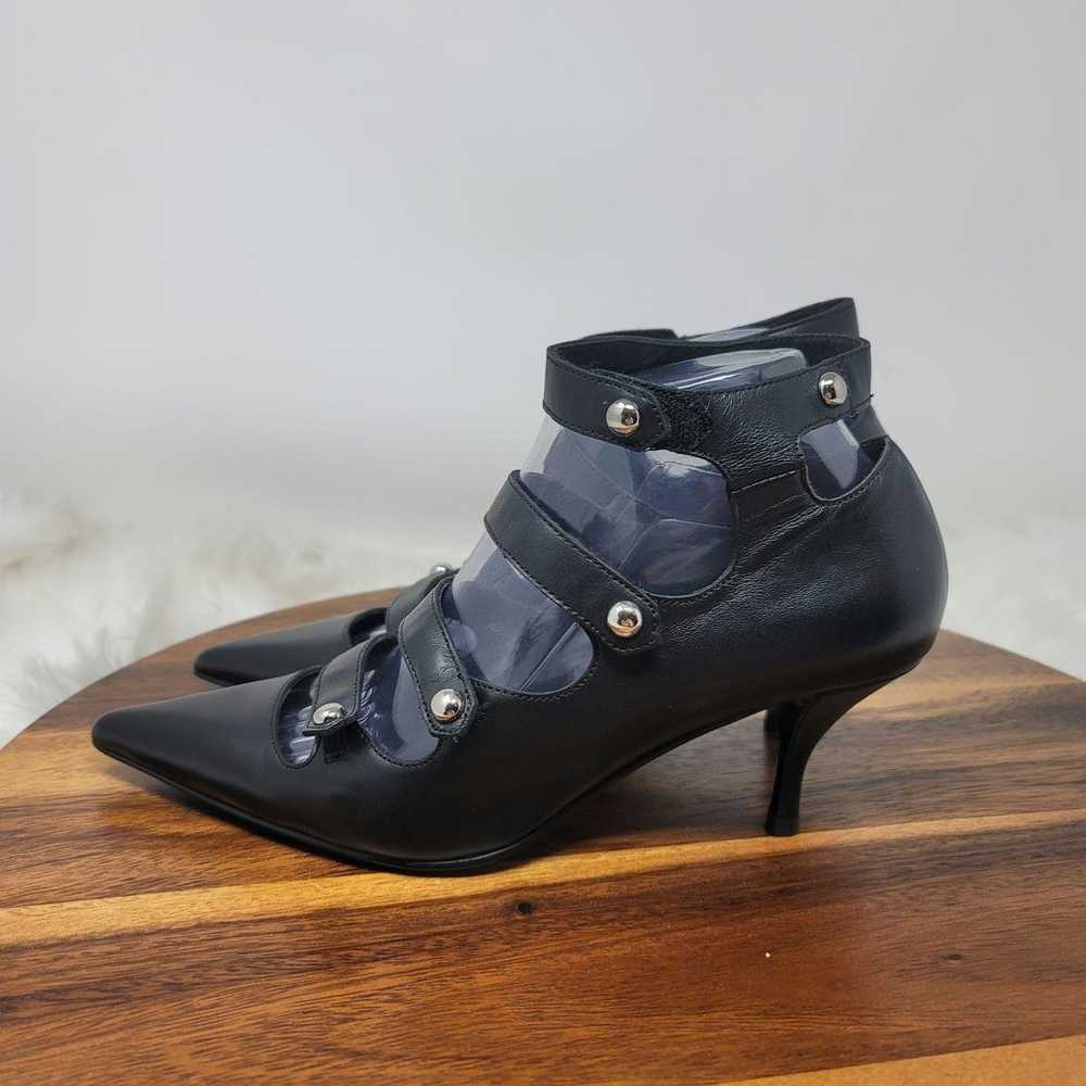 Jeffery Campbell Black Leather Strappy Heels 3" W… - image 2