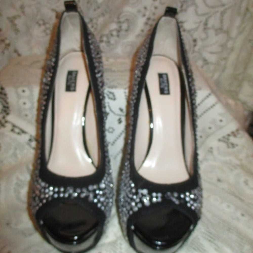 Bakers Elite rhinestone spiked platform wedge ope… - image 4