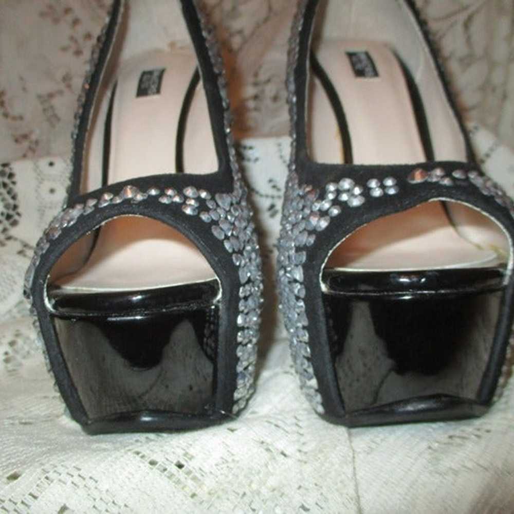 Bakers Elite rhinestone spiked platform wedge ope… - image 5