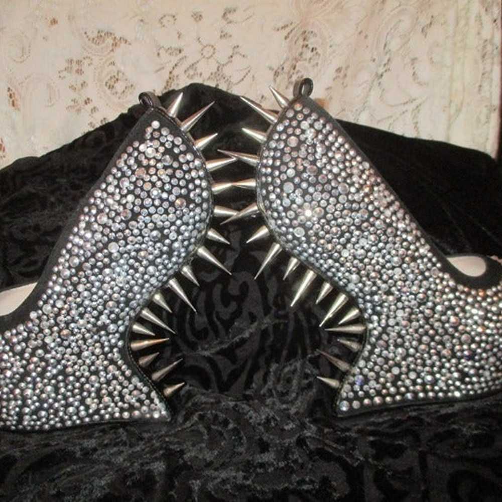 Bakers Elite rhinestone spiked platform wedge ope… - image 7