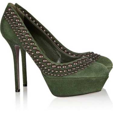 Sergio Rossi Green Suede Stud Pumps 40 - image 1