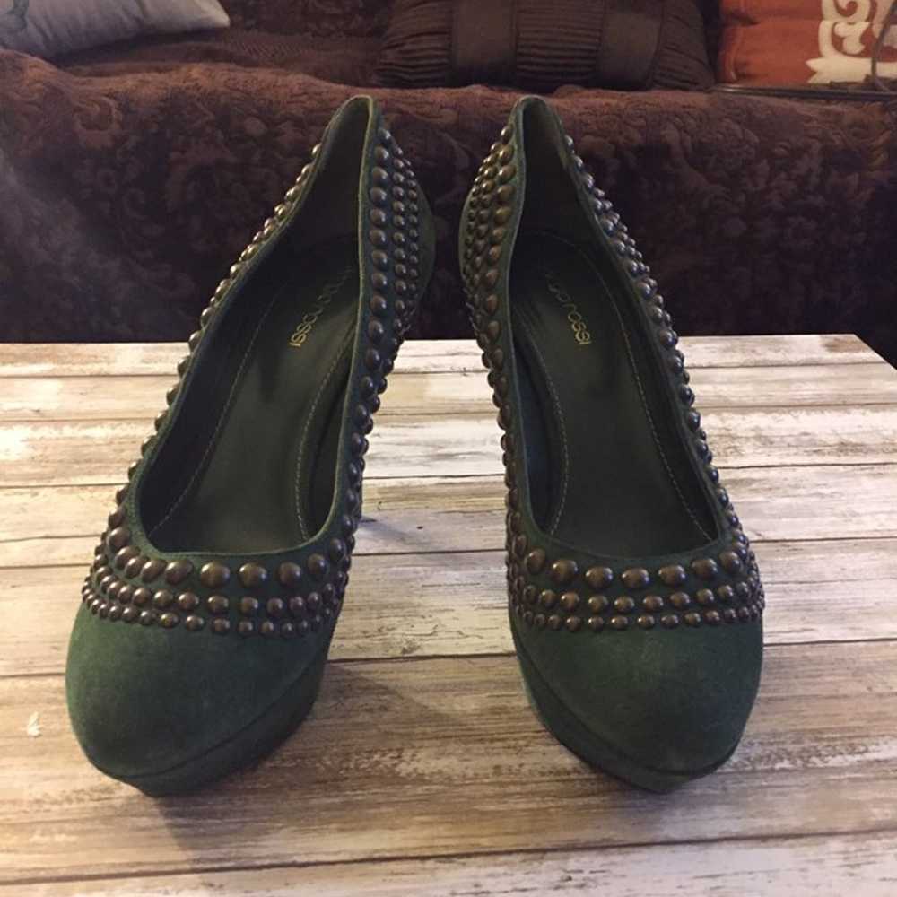 Sergio Rossi Green Suede Stud Pumps 40 - image 2