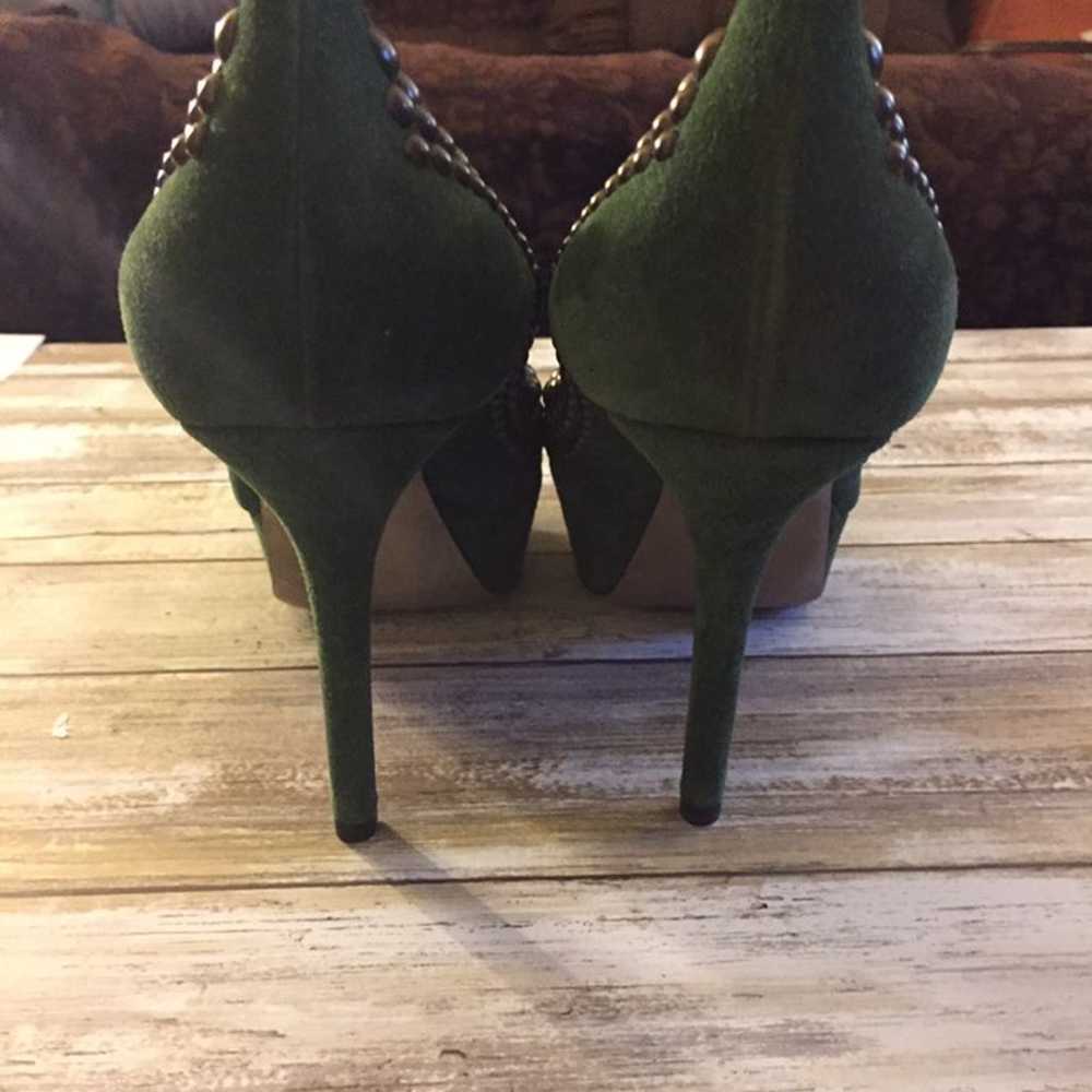 Sergio Rossi Green Suede Stud Pumps 40 - image 4