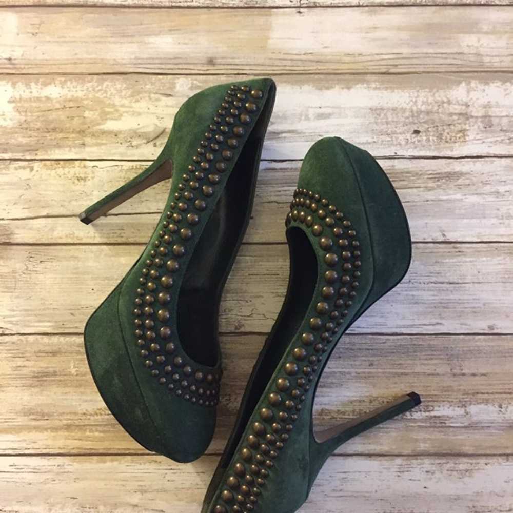 Sergio Rossi Green Suede Stud Pumps 40 - image 5