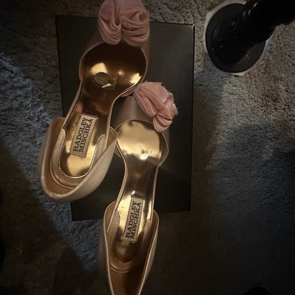 Baffled Mischka Thora Pink Satin Wedding Shoes Si… - image 3