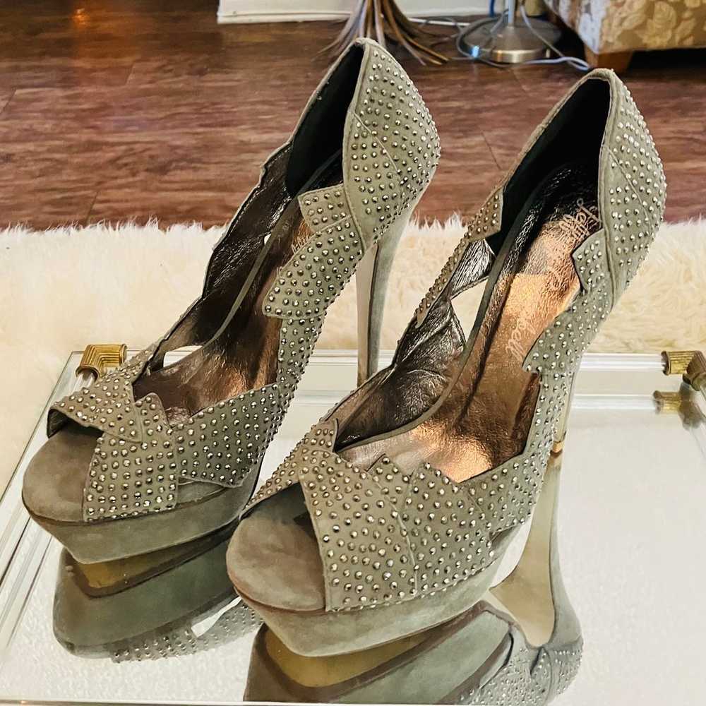 Jeffrey Campbell Gray Suede Studded Heels Size 7.5 - image 5