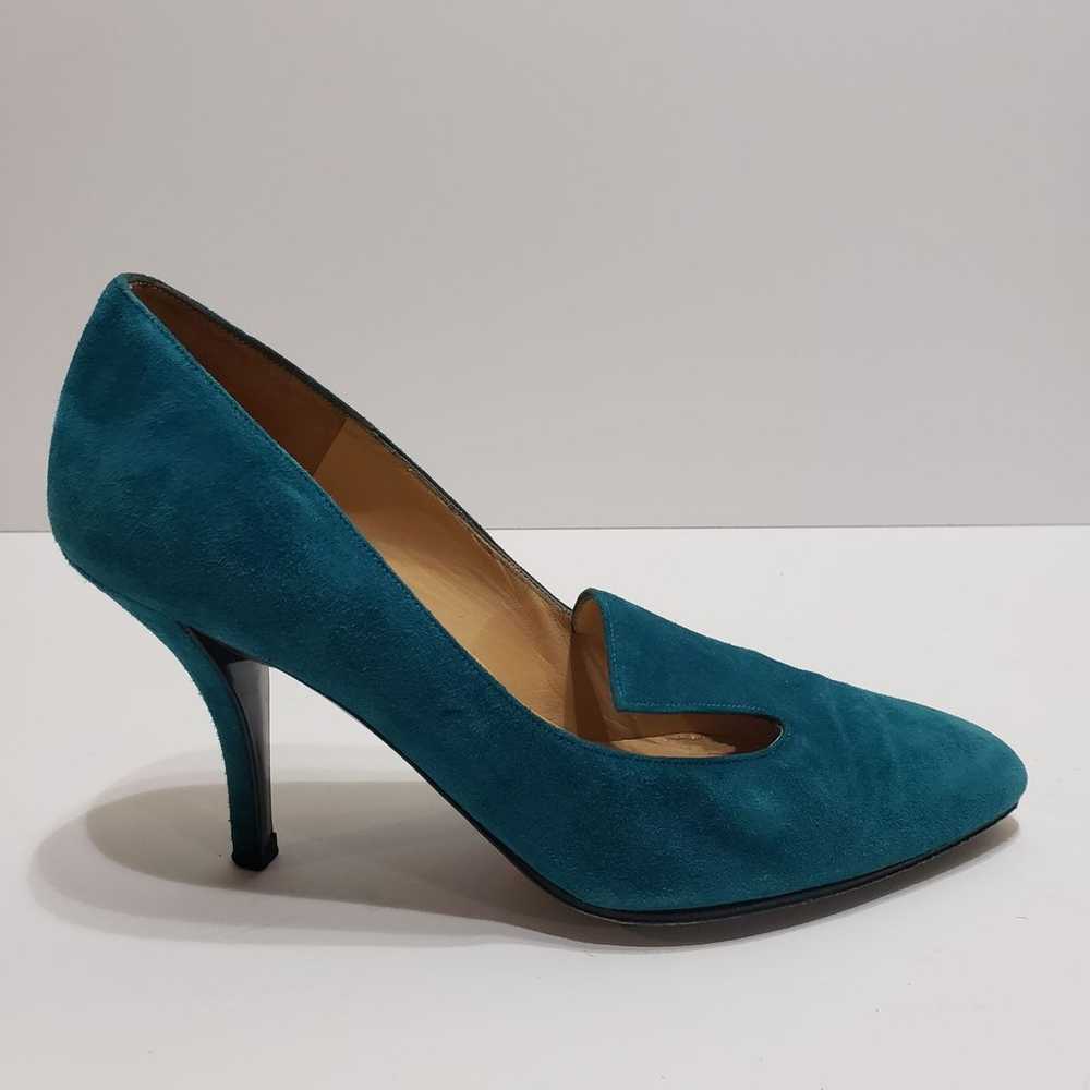 Charles Jourdan Green Suede Pumps Heel Shoes Sz 7 - image 1