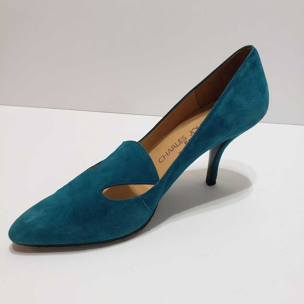 Charles Jourdan Green Suede Pumps Heel Shoes Sz 7 - image 2