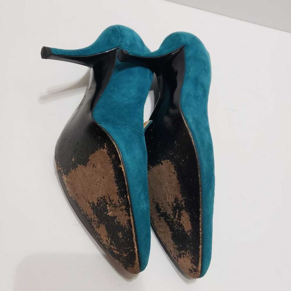 Charles Jourdan Green Suede Pumps Heel Shoes Sz 7 - image 8
