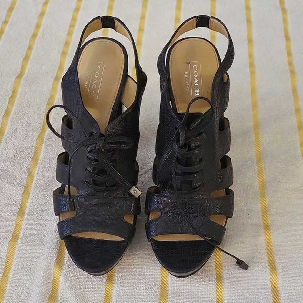 Coach Moreen Metallic Black Emb Pewter Sandals Sh… - image 3