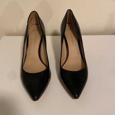 Aerin Black Leather Pointed Toe Pumps