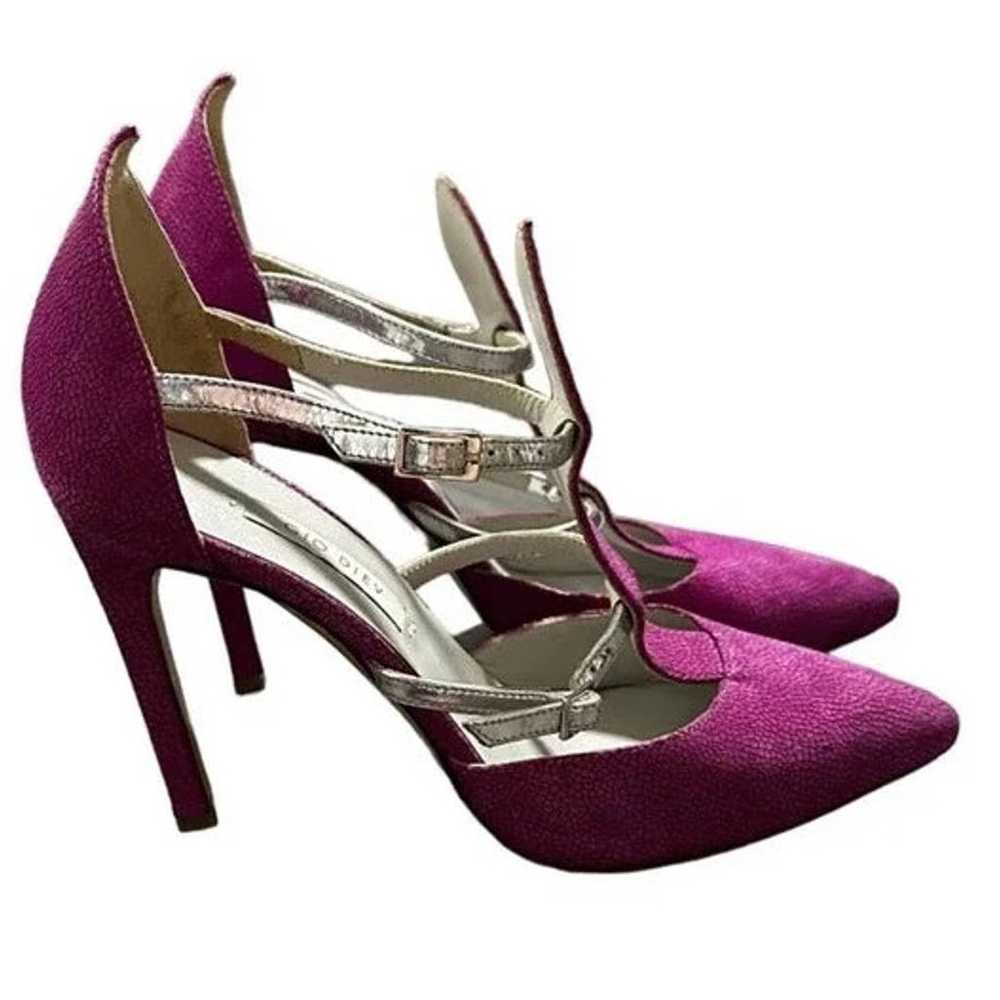 Gio Diev Purple Snakeskin Print Pointed Buckle St… - image 1